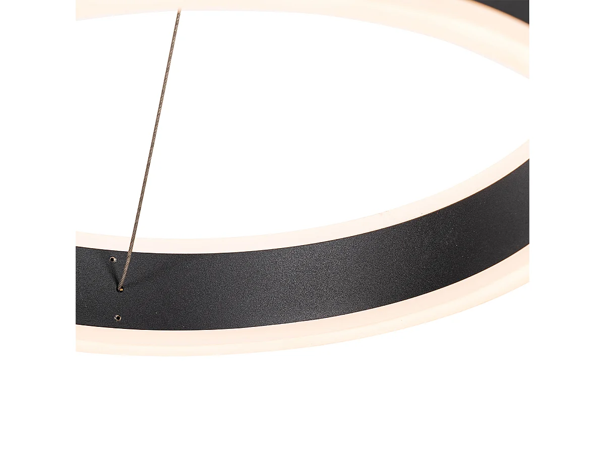 Suspension noire oblongue avec LED à intensité variable 3 niveaux 3 lumières - Lyani