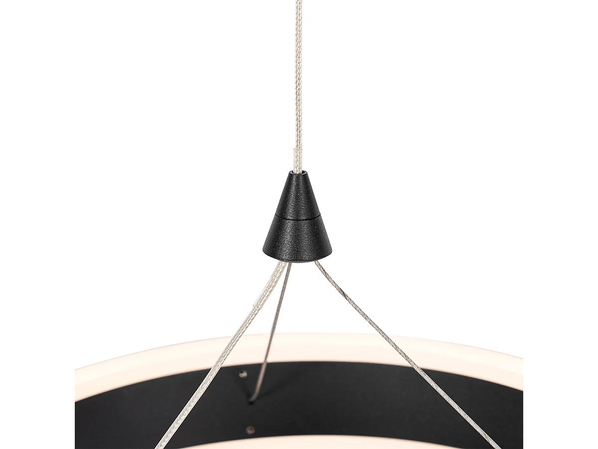 Suspension noire oblongue avec LED à intensité variable 3 niveaux 3 lumières - Lyani