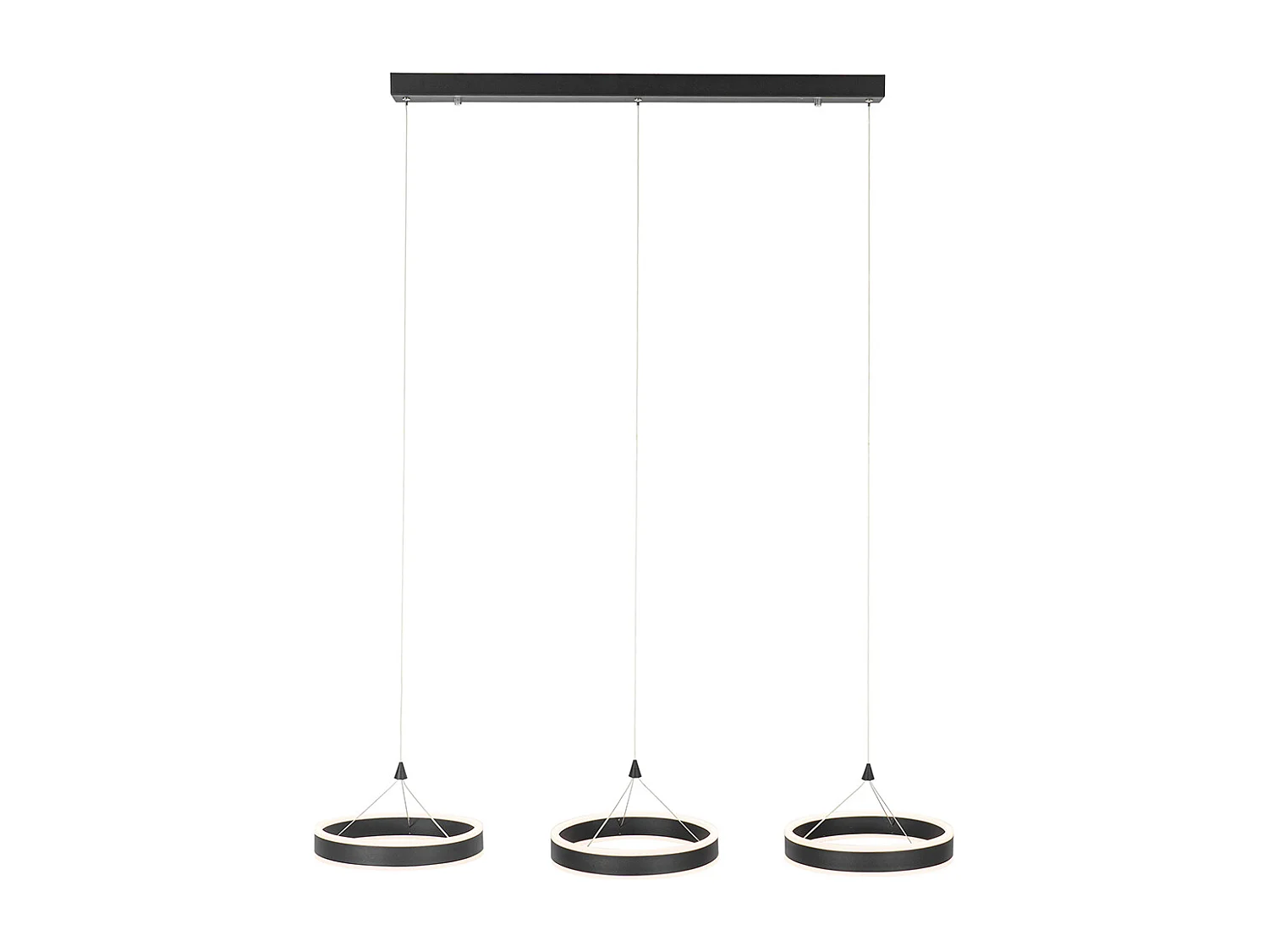 Suspension noire oblongue avec LED à intensité variable 3 niveaux 3 lumières - Lyani