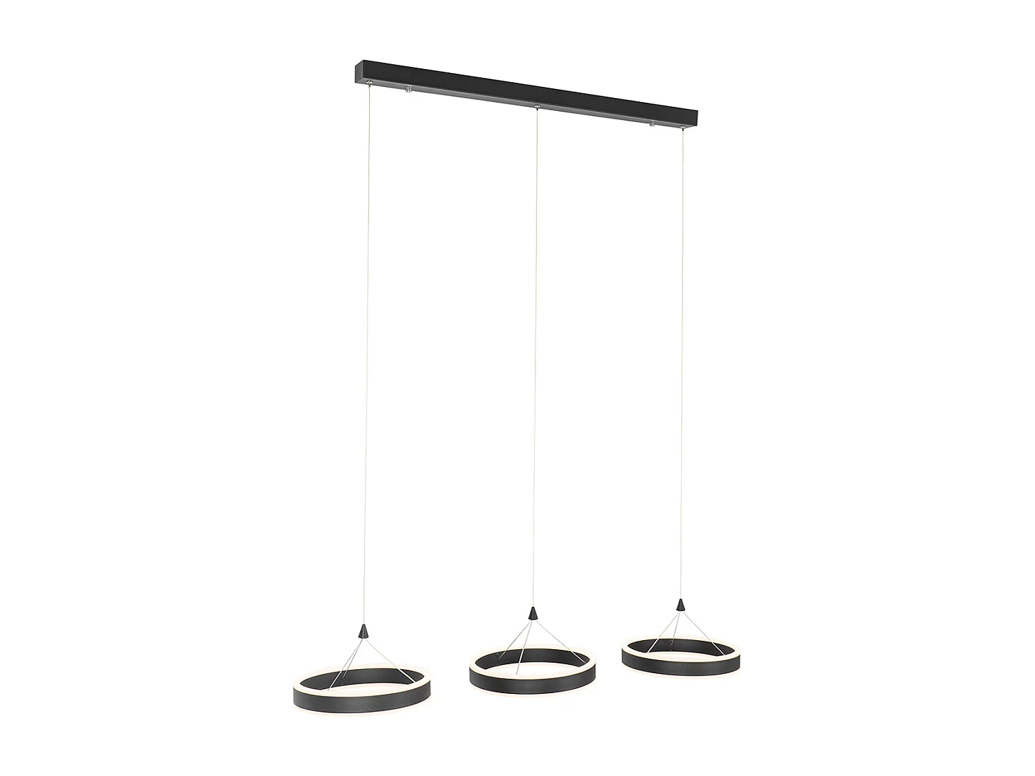 Suspension noire oblongue avec LED à intensité variable 3 niveaux 3 lumières - Lyani
