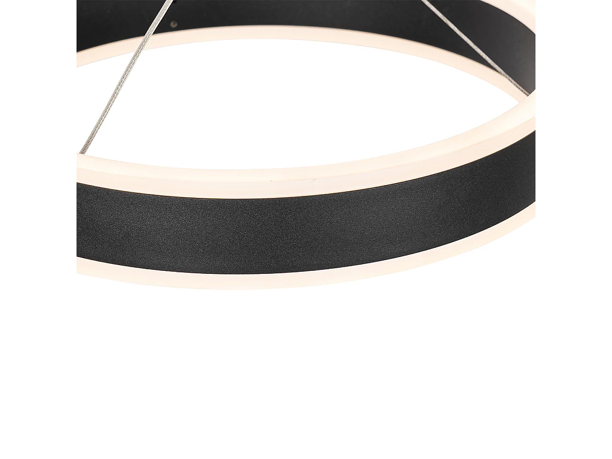 Suspension noire oblongue avec LED à intensité variable 3 niveaux 3 lumières - Lyani