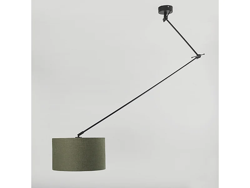 Lampe suspendue noir avec abat-jour 35 cm vert réglable - Blitz I