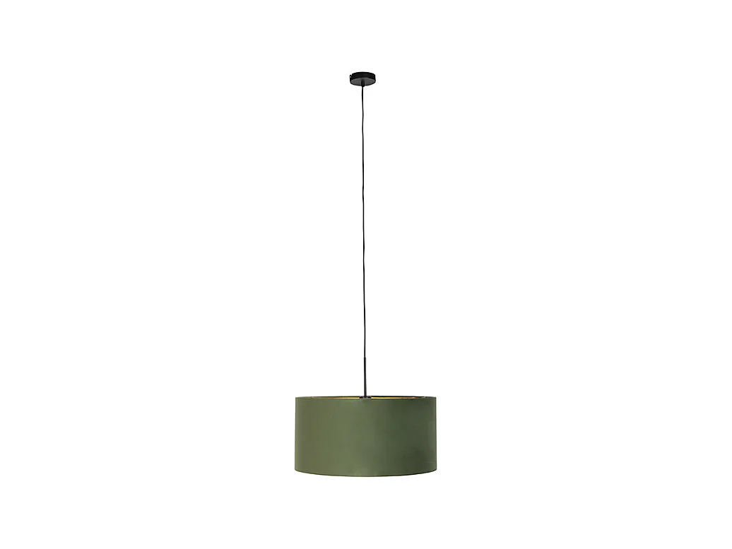 Suspension avec abat-jour en velours vert et or 50 cm - Combi