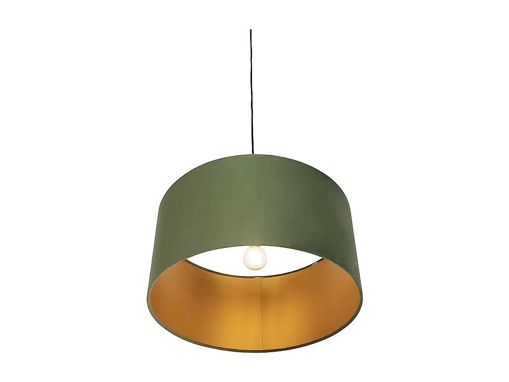 Suspension avec abat-jour en velours vert avec or 50 cm - Combi