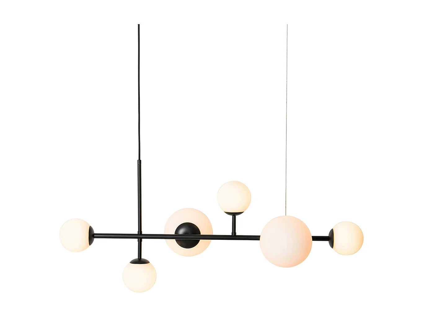 Suspension moderne noire avec verre dépoli 6 lumières - Monaco