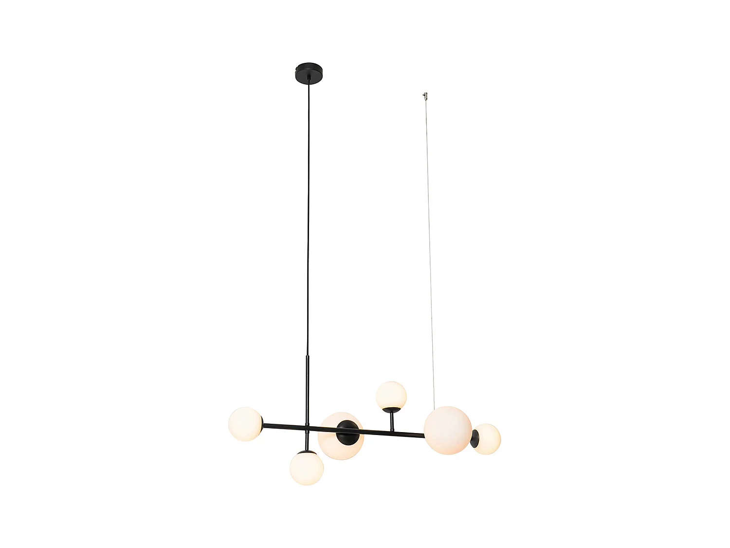 Suspension moderne noire avec verre dépoli 6 lumières - Monaco