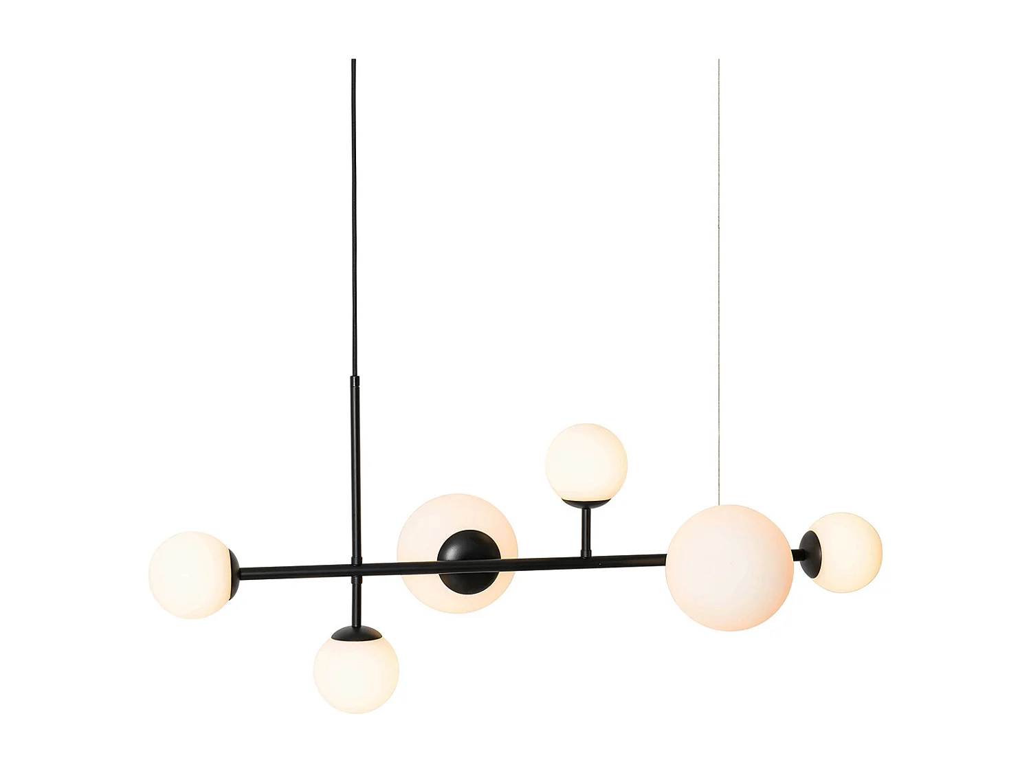 Suspension moderne noire avec verre dépoli 6 lumières - Monaco