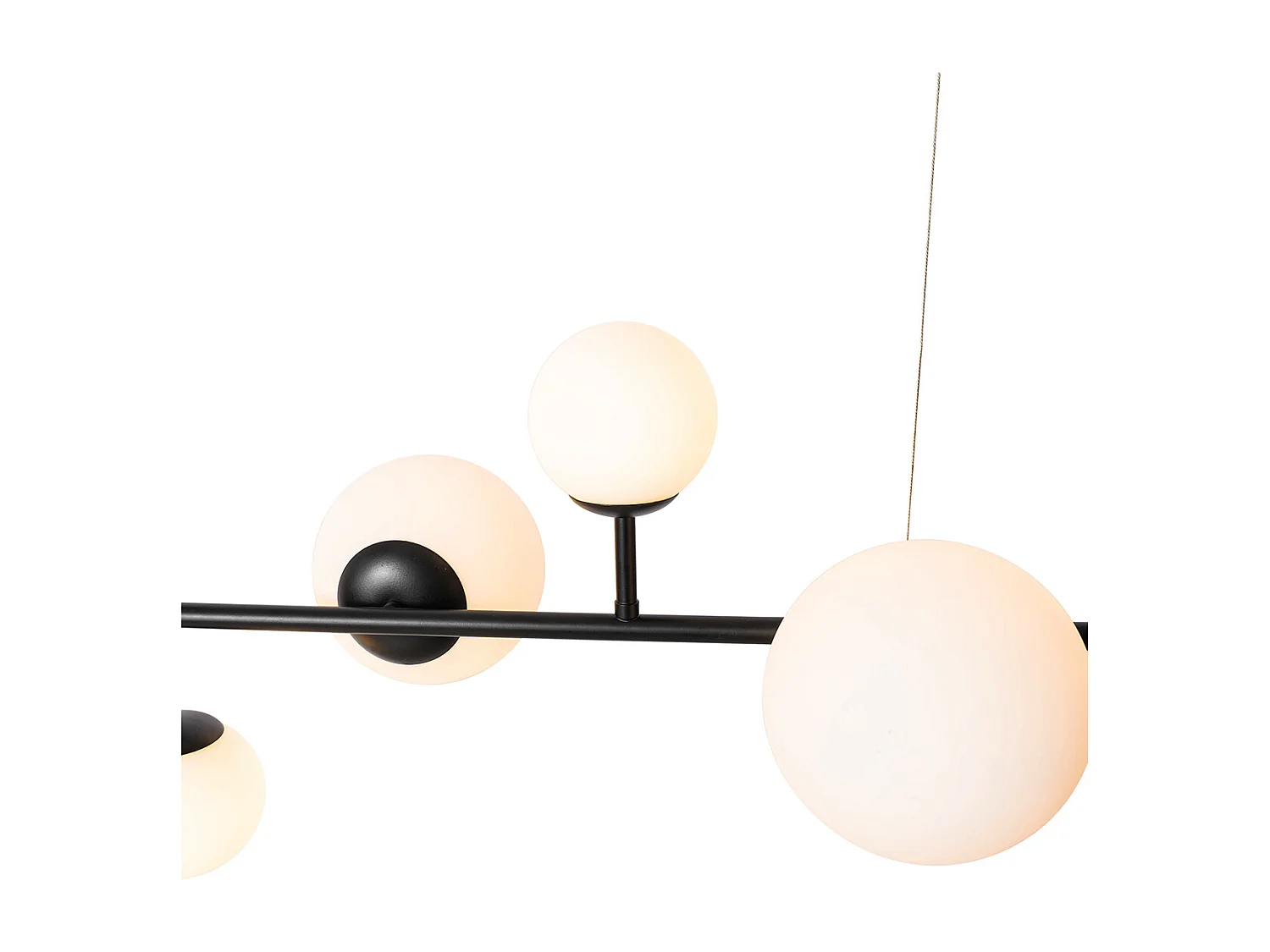 Suspension moderne noire avec verre dépoli 6 lumières - Monaco