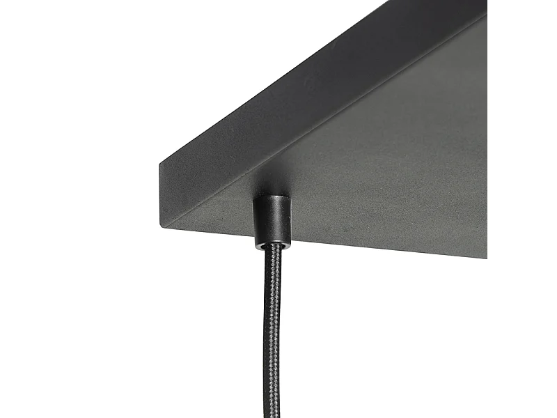 Lampe à suspension Art Déco noire avec verre fumé 8 lumières - Sandra