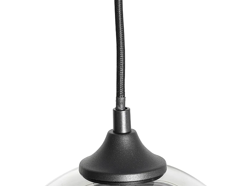 Suspension Art déco noire avec verre fumé 8 lumières - Sandra
