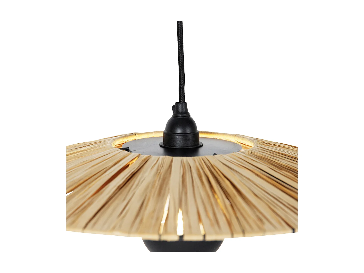 Lampe à suspension rurale noire avec corde 45 cm - Leia