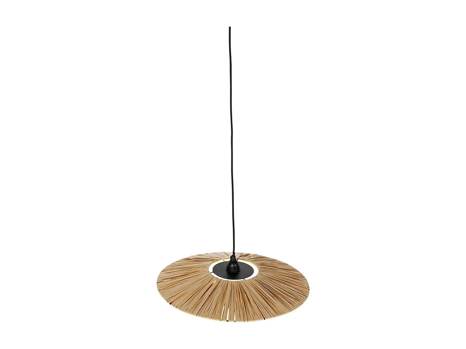 Lampe à suspension rurale noire avec corde 45 cm - Leia