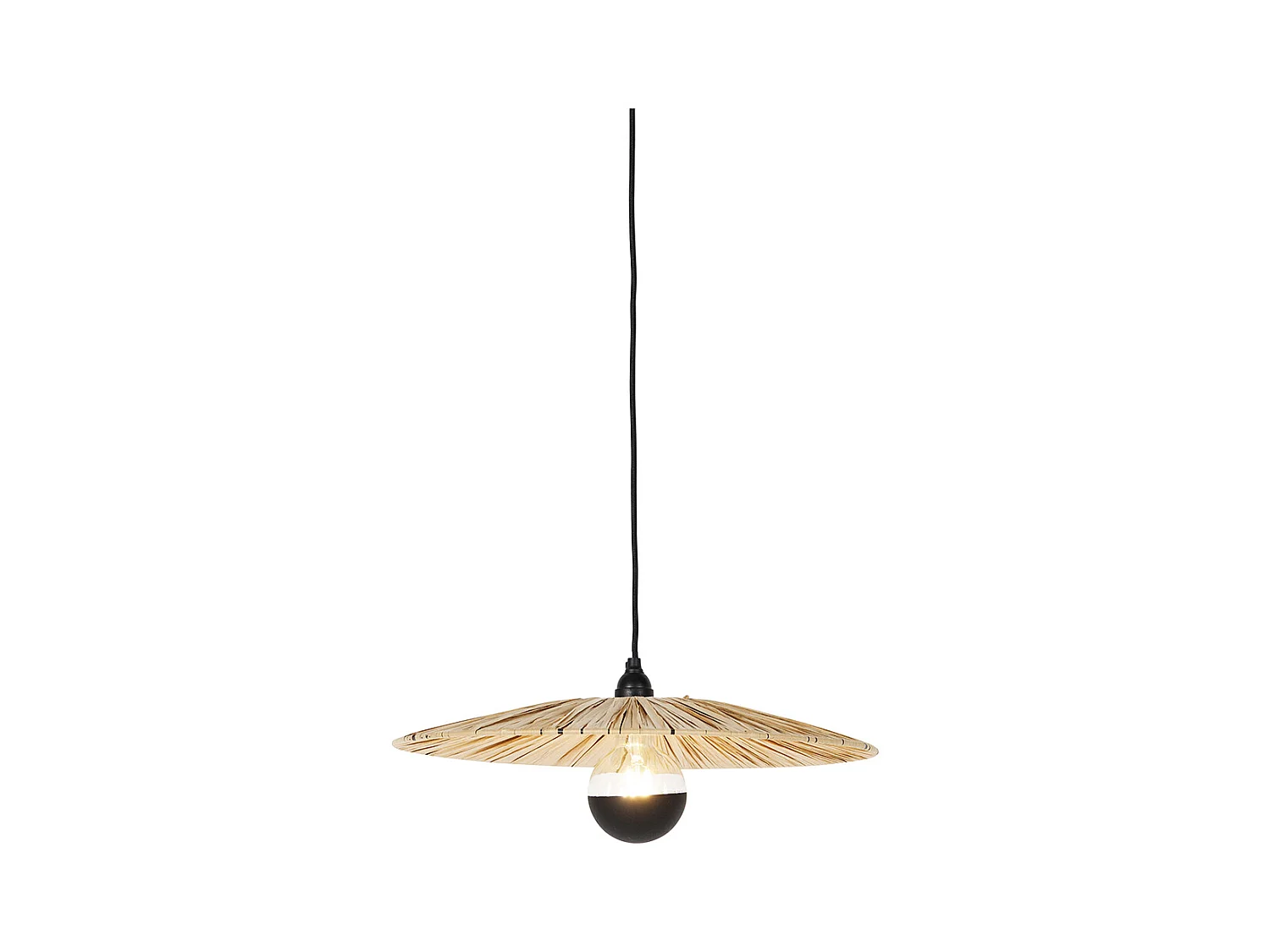 Lampe à suspension rurale noire avec corde 45 cm - Leia