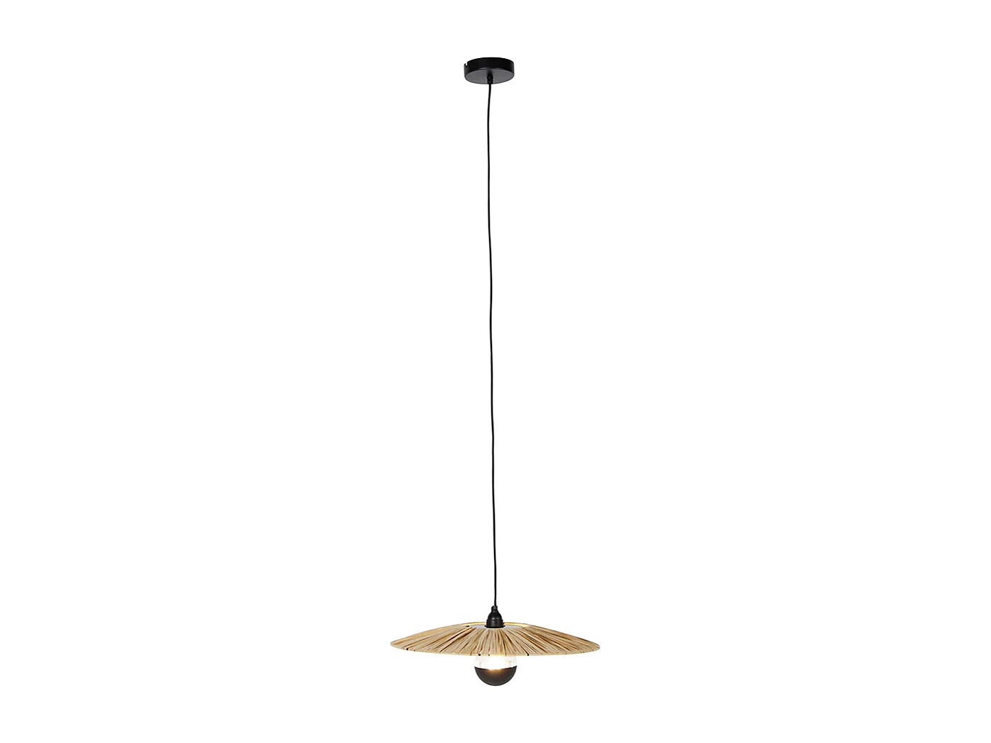 Suspension rustique noire avec corde 45 cm - Leia