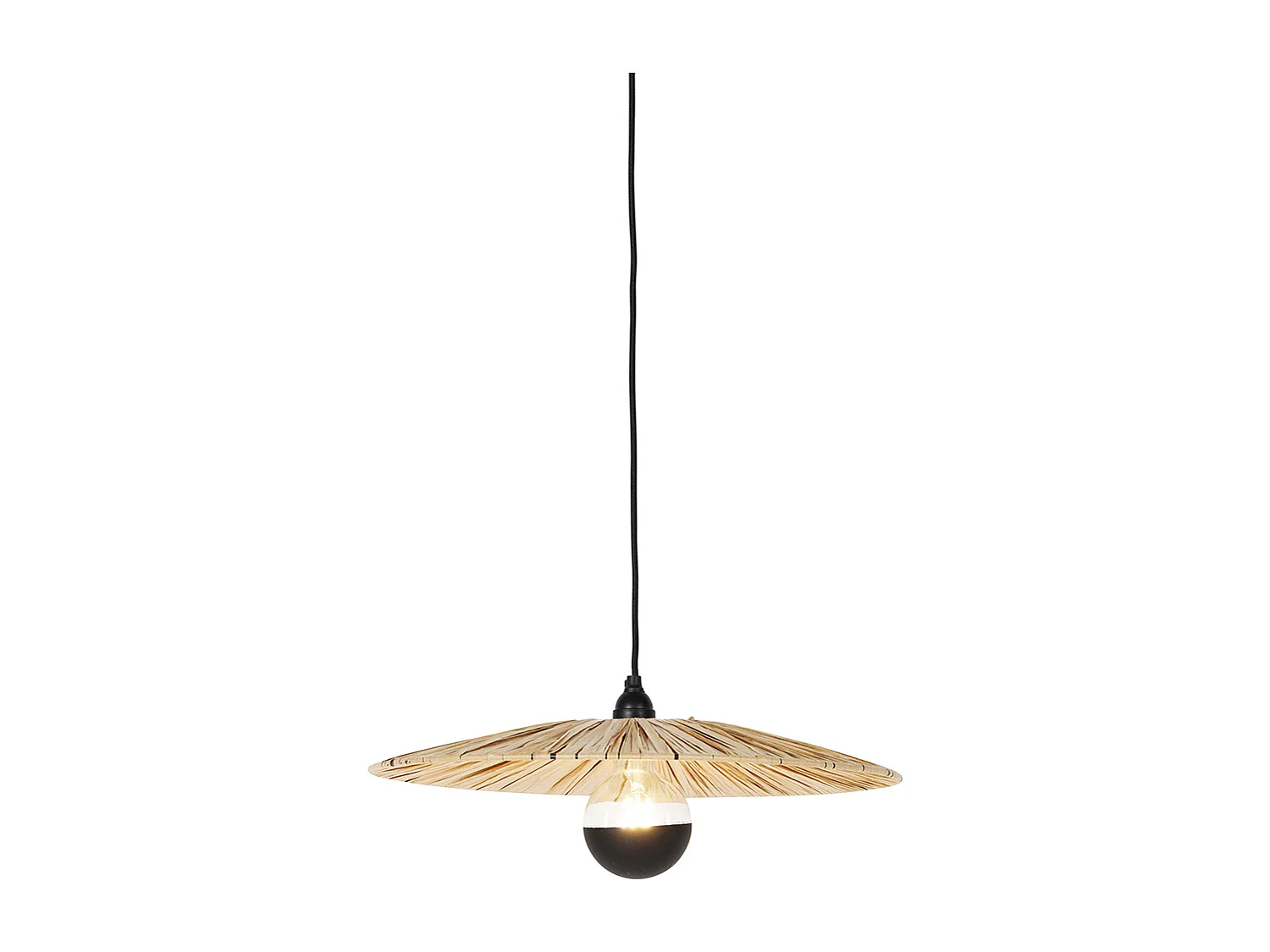 Suspension rustique noire avec corde 45 cm - Leia