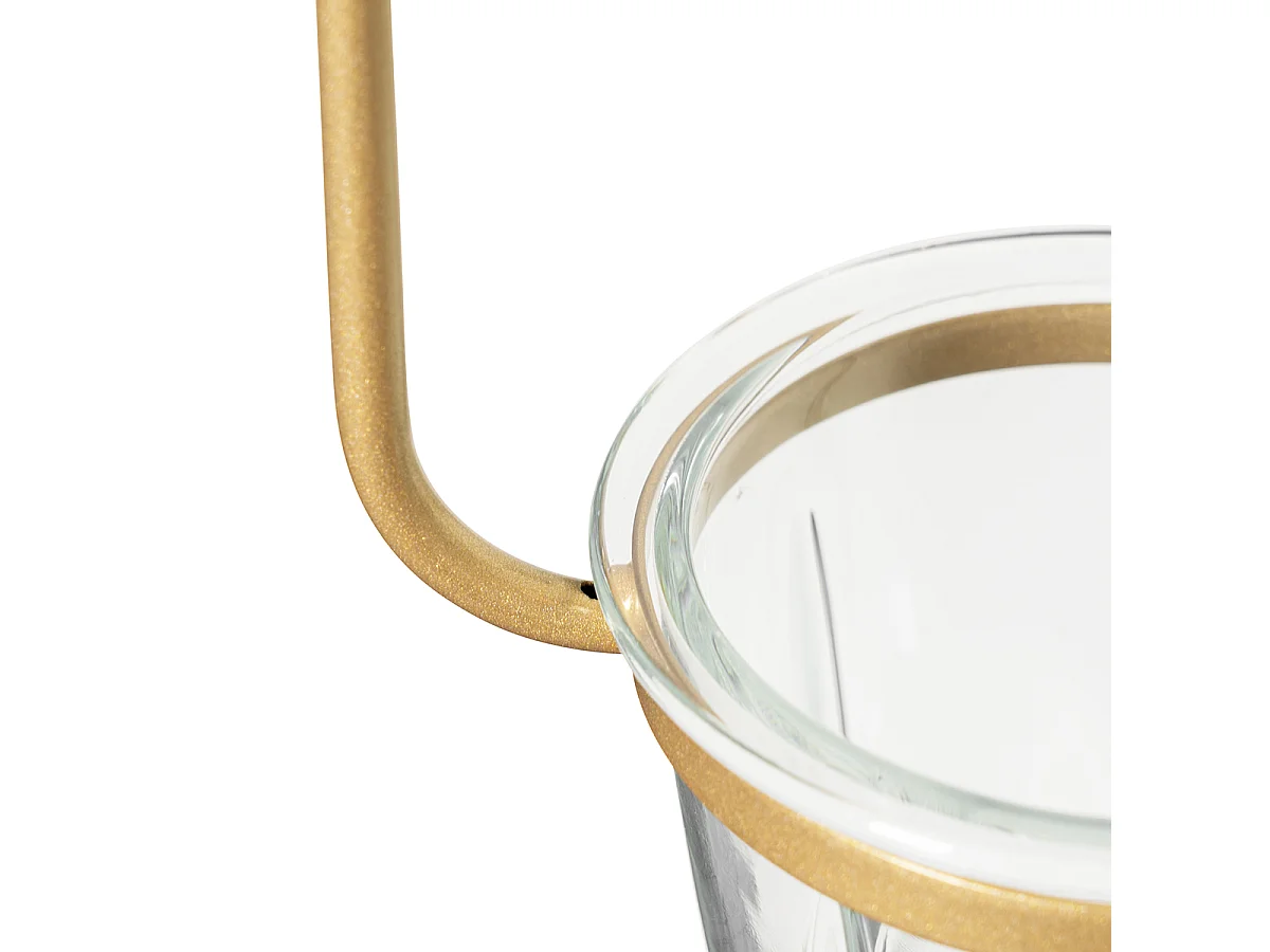 Suspension Art déco dorée avec verre blanc 3 lumières - Isabella