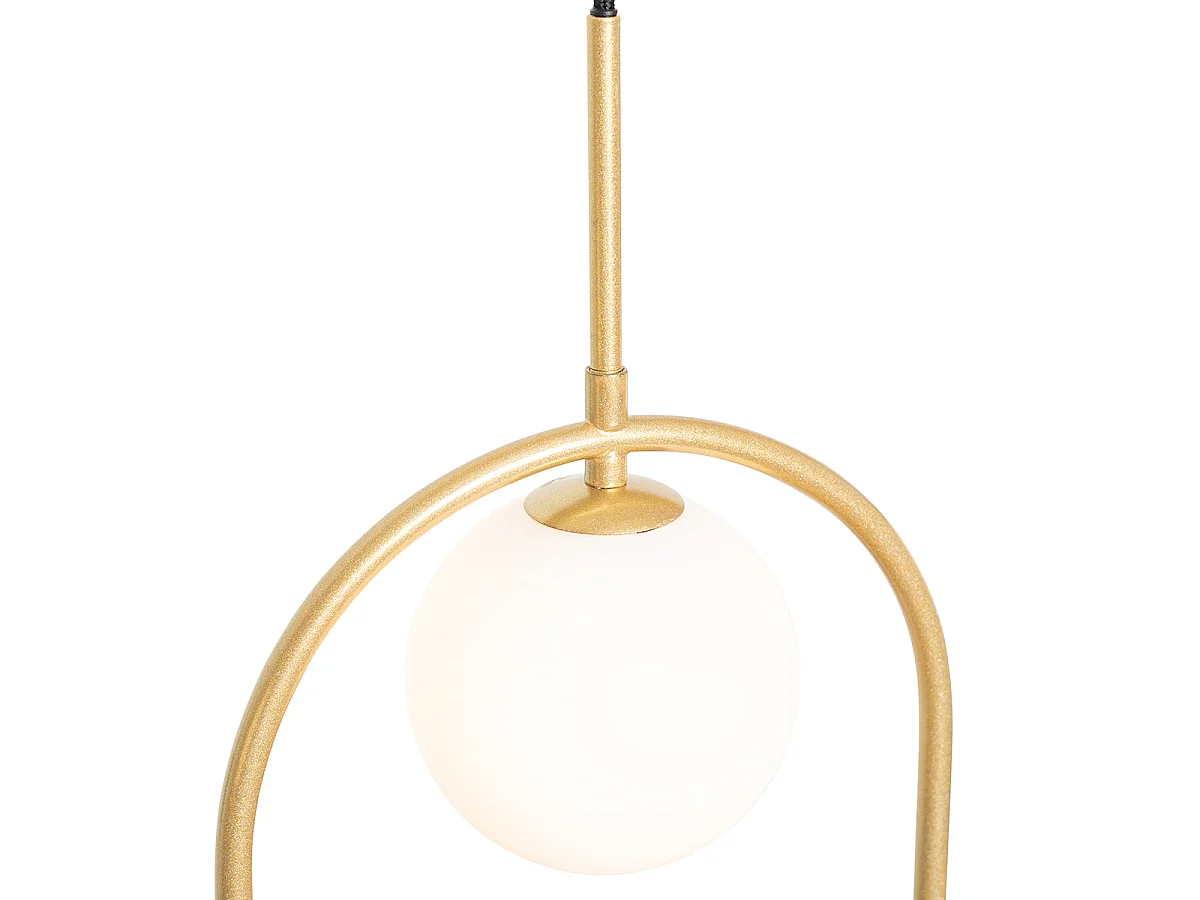 Suspension Art déco dorée avec verre blanc 3 lumières - Isabella