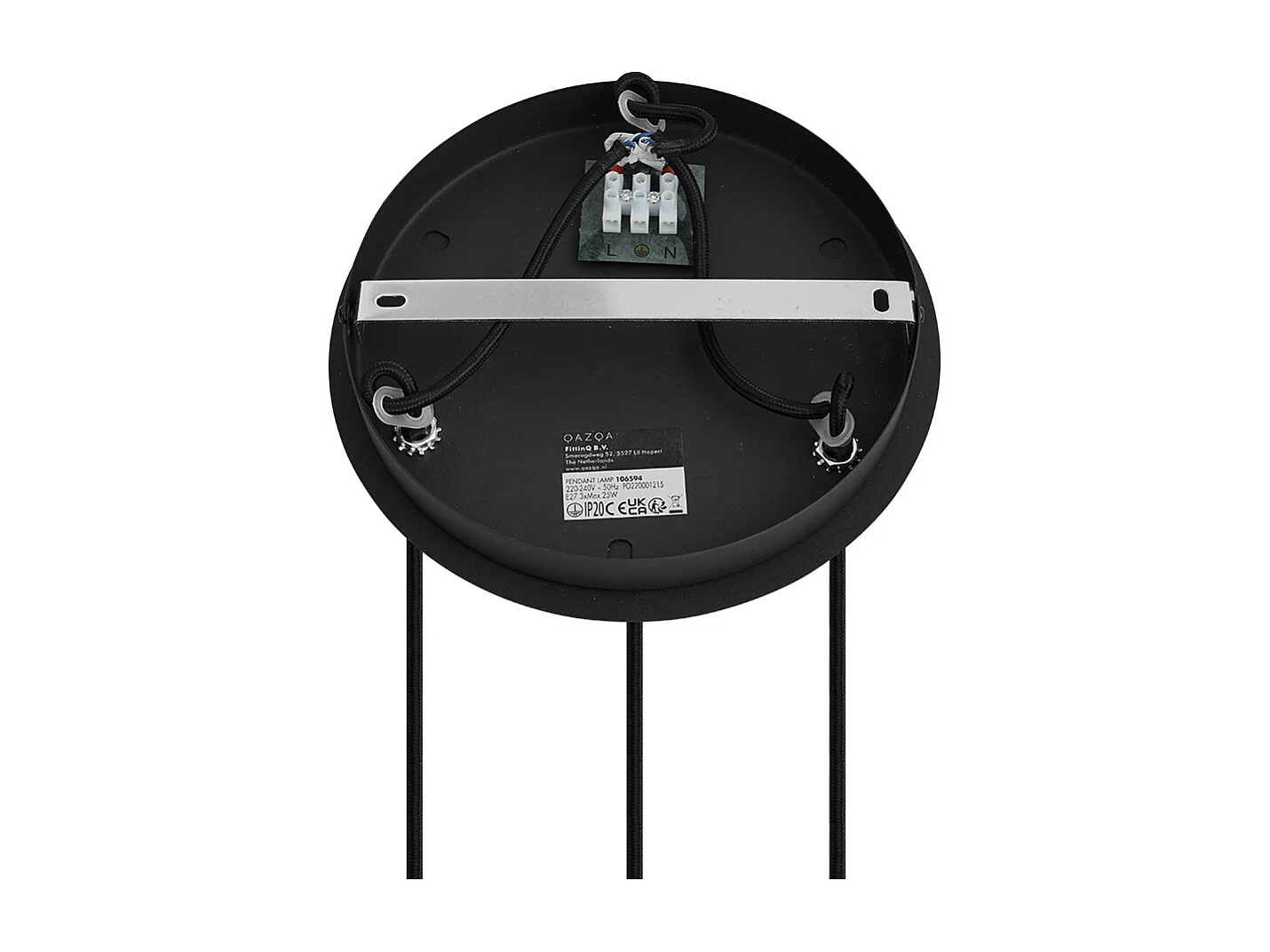 Suspension Art Déco noire avec verre fumé rond 3 lumières - Vidro