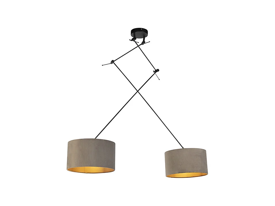 Suspension avec abat-jour en velours taupe et or 35 cm - Blitz II noir