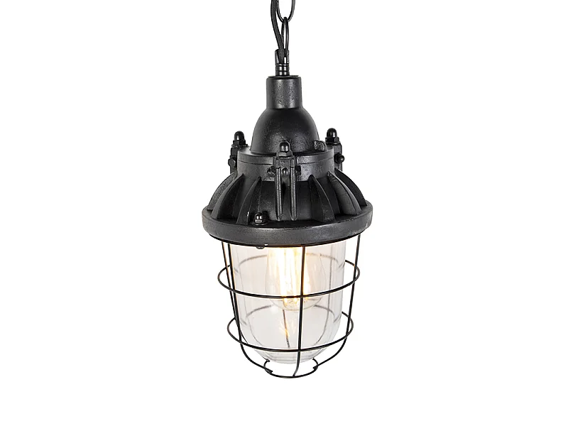 Ensemble de 3 lampes suspendues industrielles noires - Cabin