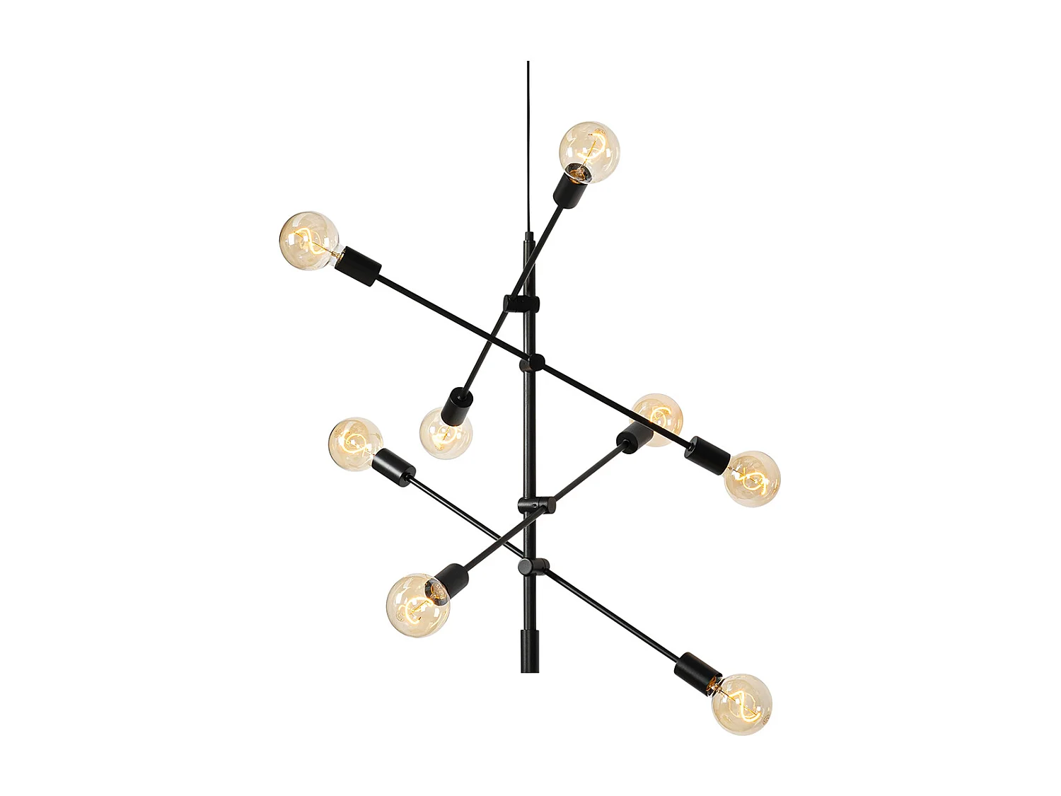 Lampe à suspension industrielle noire 8 lumières - Sydney