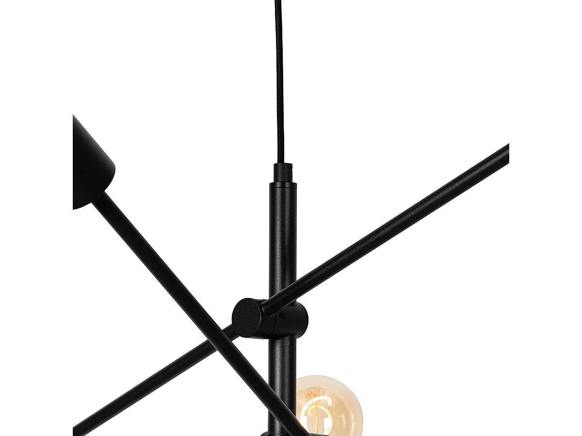 Lampe à suspension industrielle noire 8 lumières - Sydney