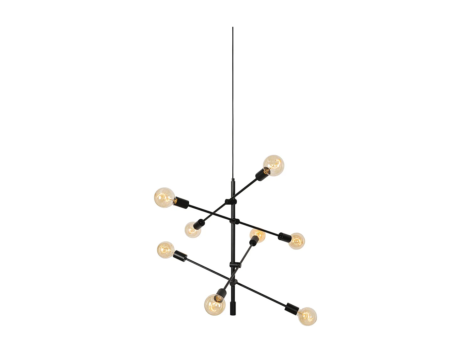 Lampe à suspension industrielle noire 8 lumières - Sydney