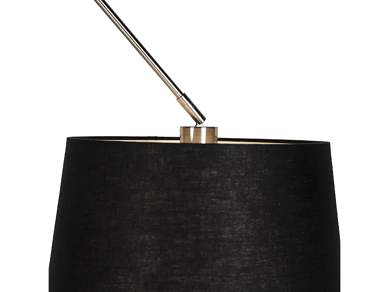 Suspension avec abat-jour en lin noir 35 cm - Acier Blitz I