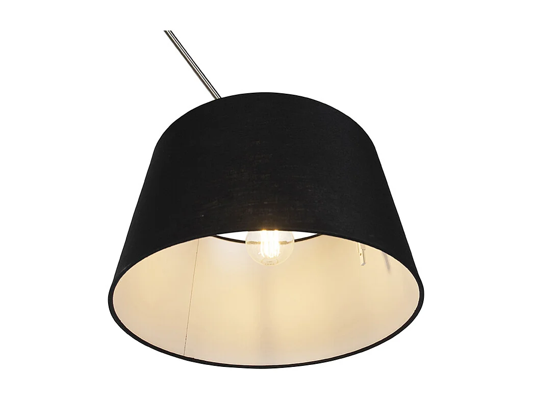 Suspension en acier avec abat-jour en lin noir 35 cm - Blitz
