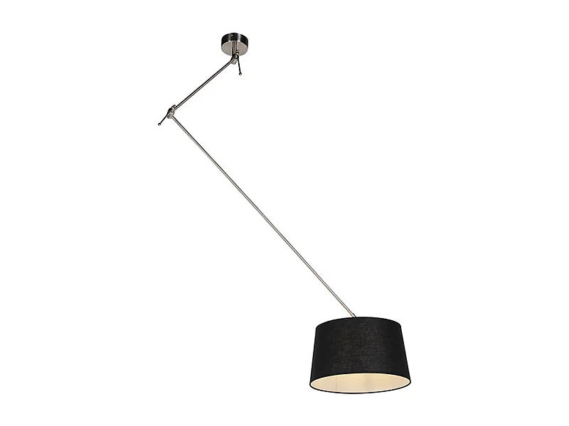 Suspension en acier avec abat-jour en lin noir 35 cm - Blitz