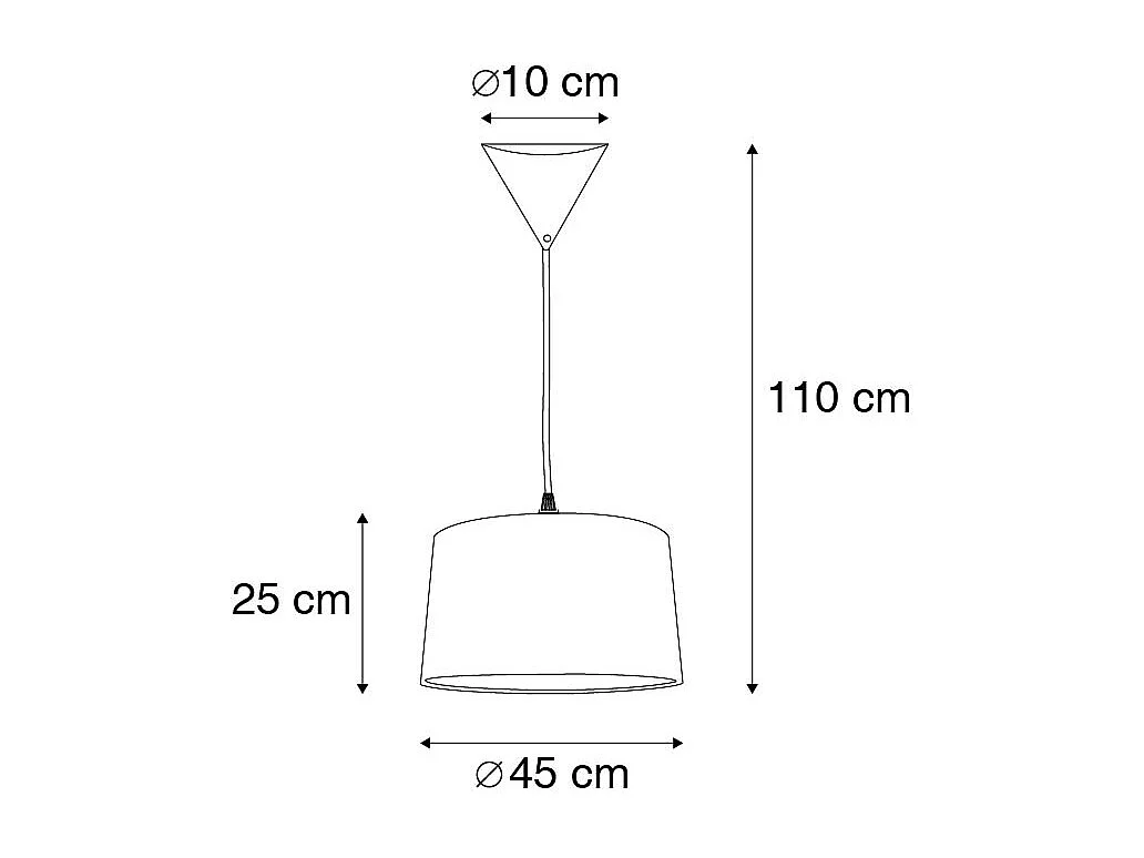 Suspension moderne noire avec abat-jour blanc 45 cm - Pendant