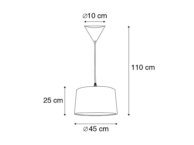 Suspension moderne noire avec abat-jour blanc 45 cm - Pendant