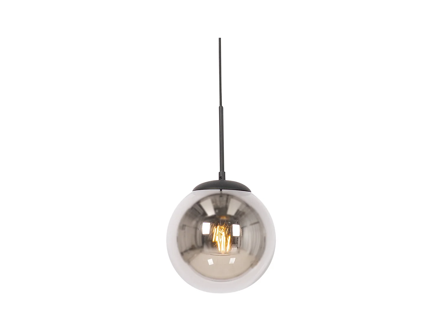 Lampe à suspension Art Déco noire avec verre fumé - Flore