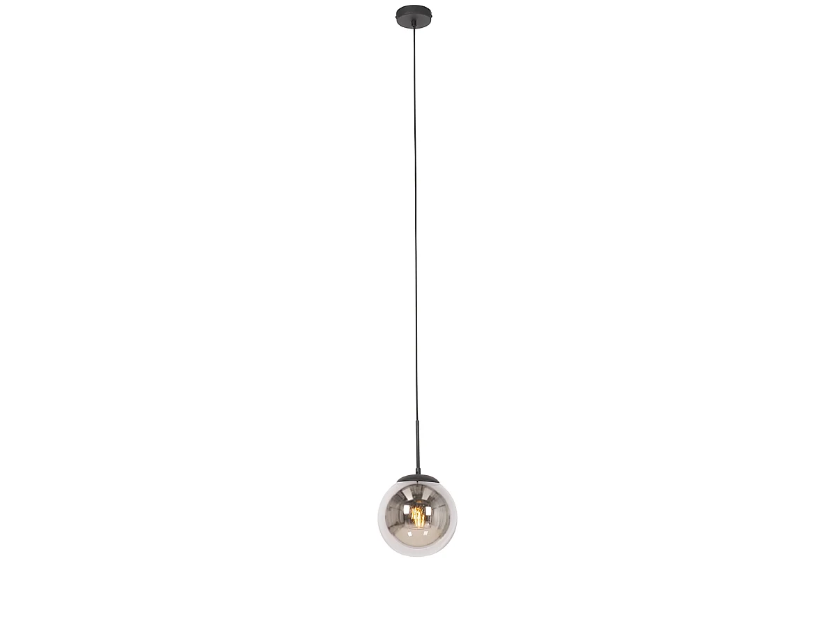 Suspension Art Déco noire avec verre fumé - Flore