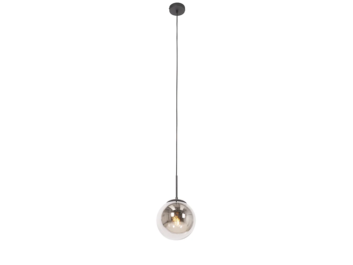 Suspension Art Déco noire avec verre fumé - Flore