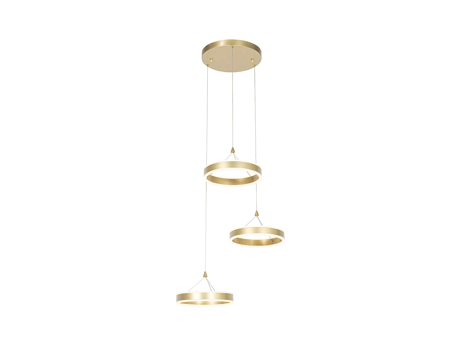 Lampe à suspension ronde en laiton avec LED dimmable en 3 étapes 3 lumières - Lyani
