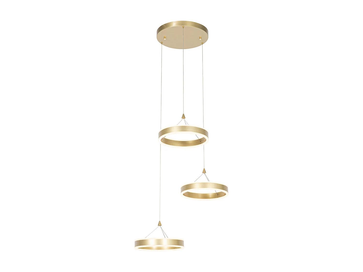 Suspension en laiton ronde avec LED dimmable 3 niveaux 3 lumières - Lyani