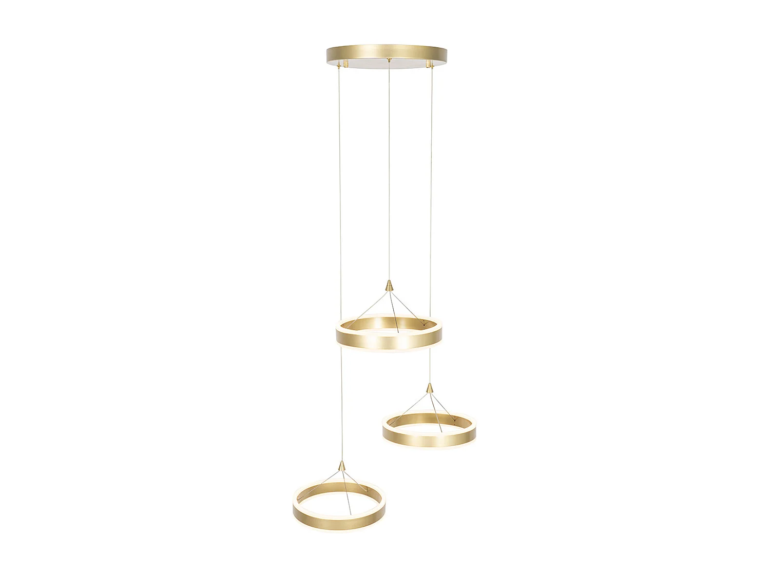 Suspension en laiton ronde avec LED dimmable 3 niveaux 3 lumières - Lyani