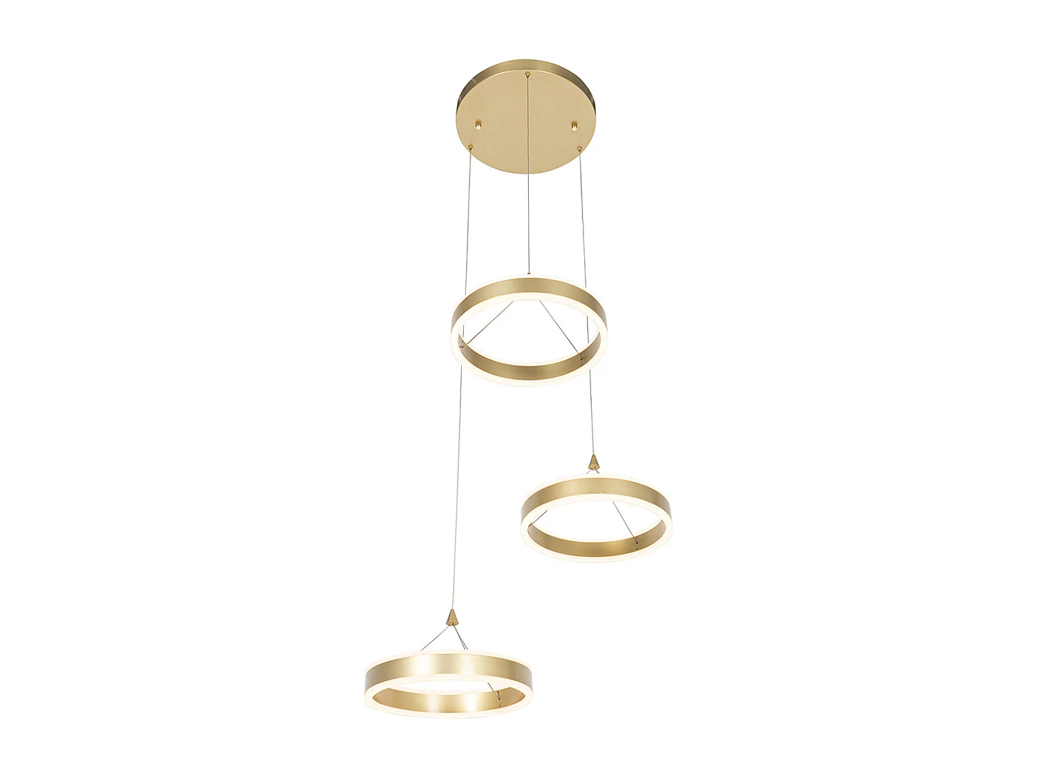 Suspension en laiton ronde avec LED dimmable 3 niveaux 3 lumières - Lyani