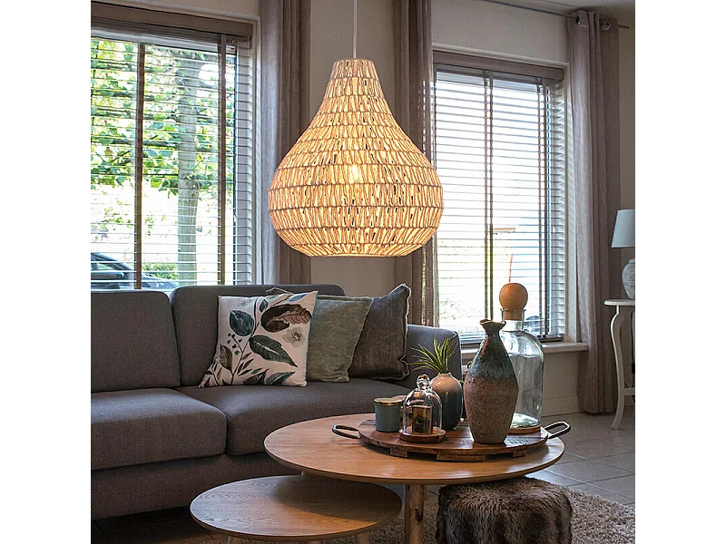 Lampe à suspension scandinave blanche 45 cm - Lina Drop