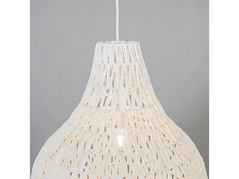 Lampe à suspension scandinave blanche 45 cm - Lina Drop