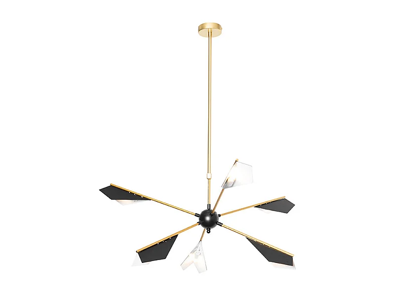 Suspension design noire et dorée 6 lumières - Sinem