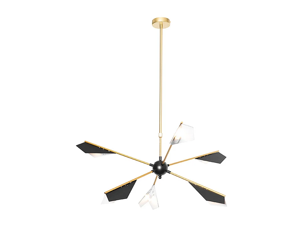 Suspension design noire et dorée 6 lumières - Sinem