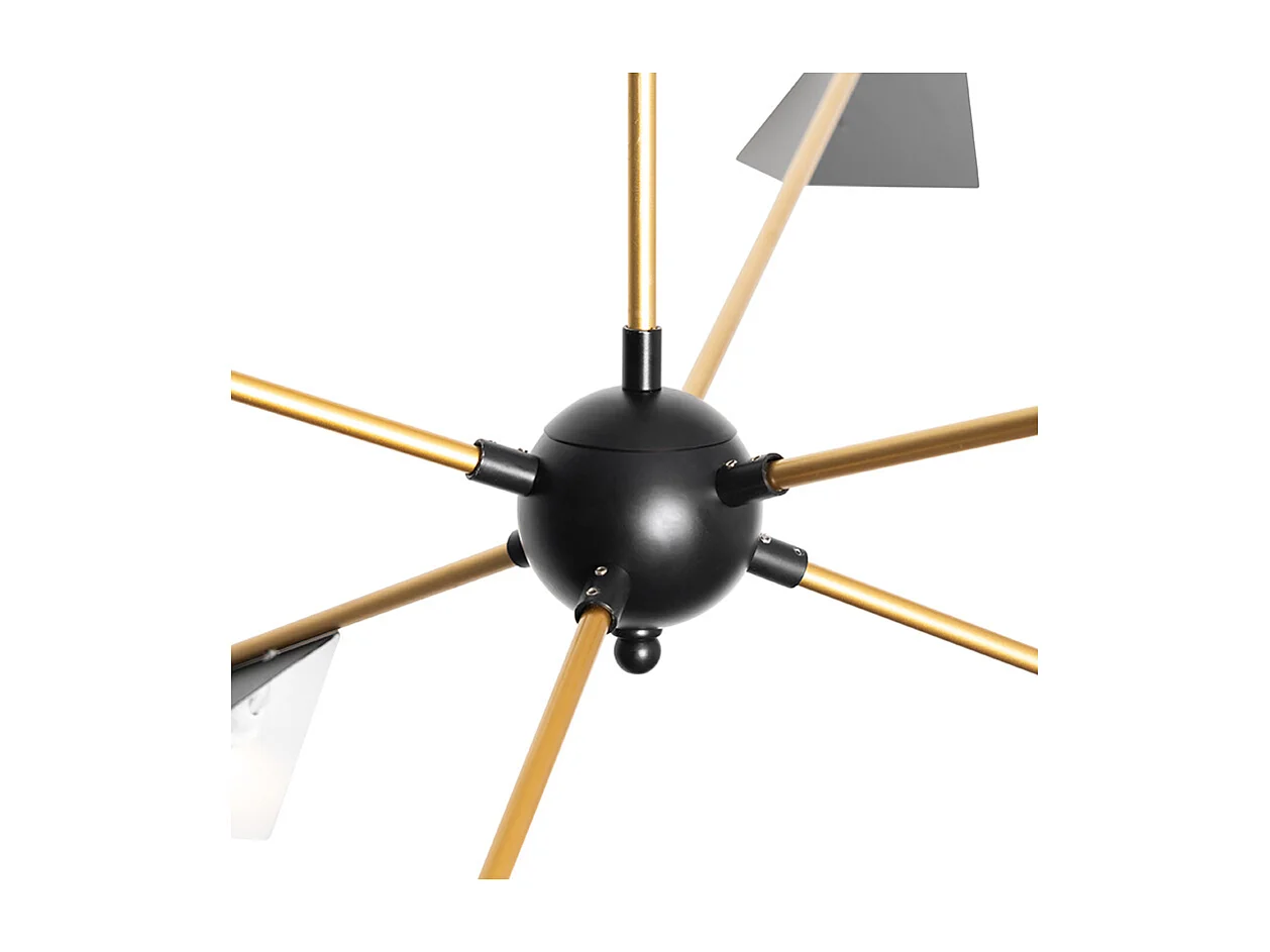 Suspension design noire et dorée 6 lumières - Sinem