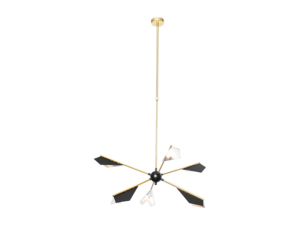Suspension design noire et dorée 6 lumières - Sinem