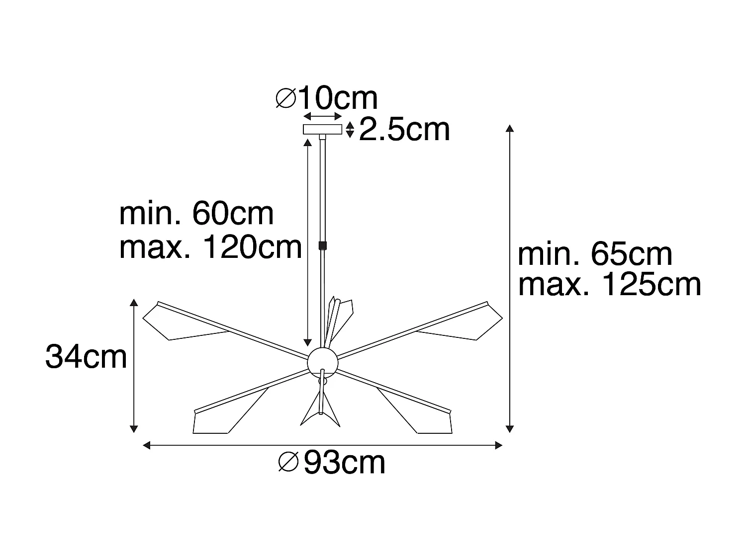 Suspension design noire et dorée 6 lumières - Sinem