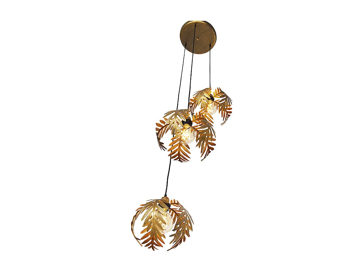 Suspension vintage ronde dorée 3 lumières - Botanica