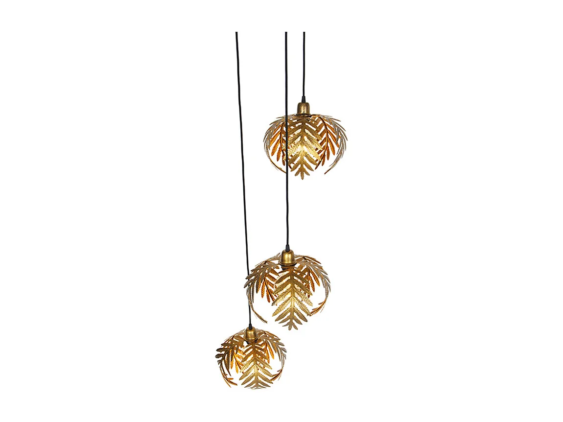 Suspension vintage ronde dorée 3 lumières - Botanica