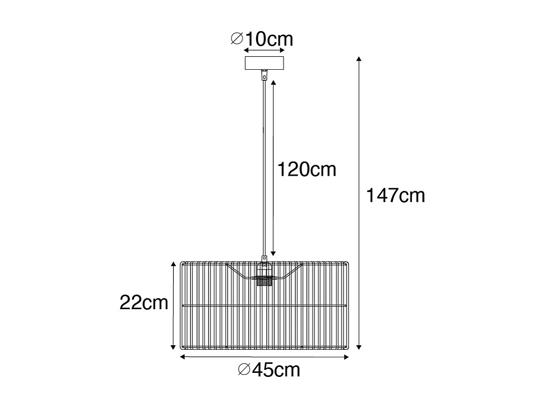 Suspension orientale noire avec abat-jour en rotin - Maud