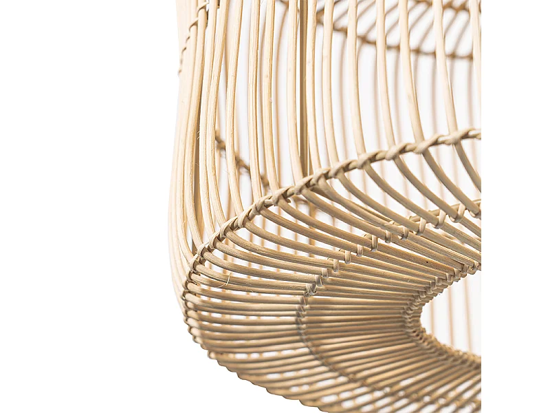 Suspension orientale noire avec abat-jour en rotin - Maud